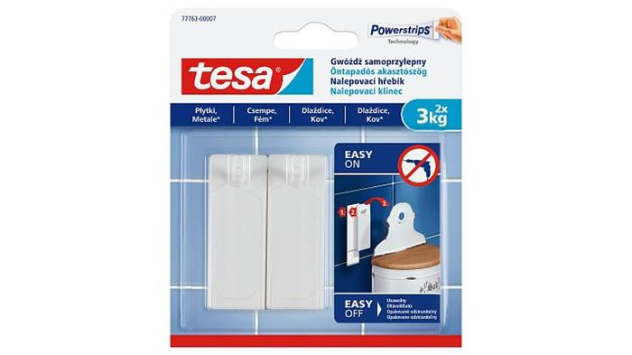 Image of Akasztószög, öntapadó, TESA "Powerstrips®", sima felületre