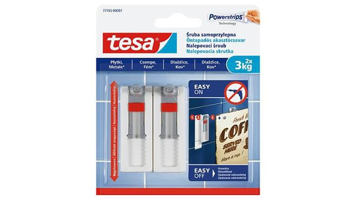 Image of Akasztócsavar, öntapadó, állítható, TESA "Powerstrips®", sima felületre