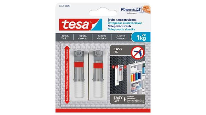 Image of Akasztócsavar, öntapadó, állítható, TESA "Powerstrips®", érzékeny felületre