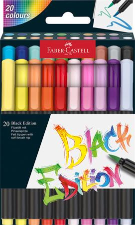 Image of Ecsetirón készlet, FABER-CASTELL "Black Edition", 20 különböző szín
