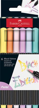 Image of Ecsetirón készlet, FABER-CASTELL "Black Edition", 6 különböző pasztell szín