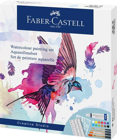 Image of Akvarell festékkészlet, tubusos, kiegészítőkkel, FABER-CASTELL "Creative Studio", 12 különböző szín