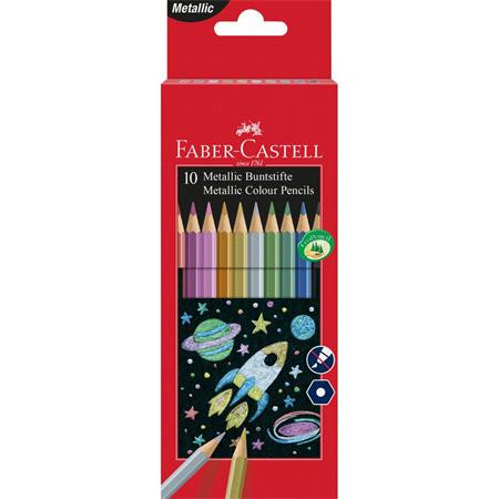 Image of Színes ceruza készlet, hatszögletű, FABER-CASTELL, 10 különböző metál szín