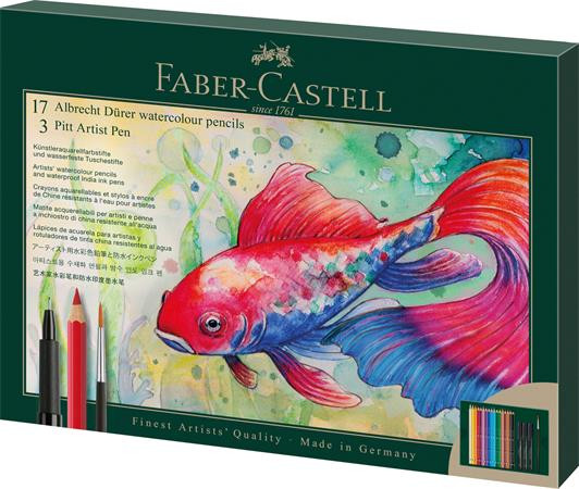 Image of Akvarell ceruza készlet, ecsettel, FABER-CASTELL "Albrecht Dürer &amp; Pitt Artist Pen", 21 db-os szett