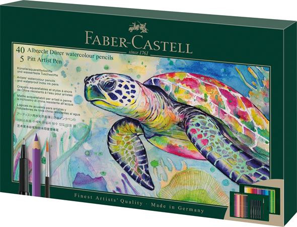Image of Akvarell ceruza készlet, ecsettel, FABER-CASTELL "Albrecht Dürer &amp; Pitt Artist Pen", 46 db-os szett