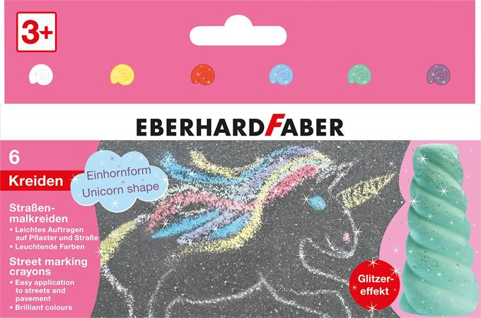 Image of Aszfaltkréta készlet, EBERHARD FABER "Unikornis", 6 csillámos szín