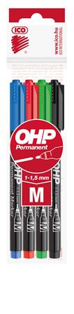 Image of Alkoholos marker készlet, OHP, 1-1,5 mm, M, ICO, 4 különböző szín