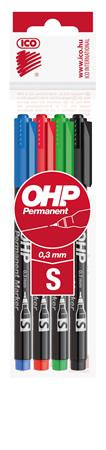 Image of Alkoholos marker készlet, OHP, 0,3 mm, S, ICO, 4 különböző szín