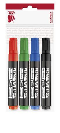 Image of Alkoholos marker készlet, 1-3 mm, kúpos, ICO "Permanent 11 XXL", 4 különböző szín