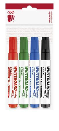 Image of Tábla- és flipchart marker készlet, 1-3 mm, kúpos, ICO "Plan 11 XXL", 4 különböző szín