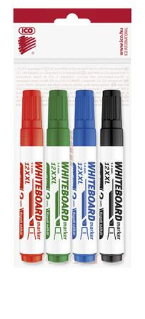 Image of Tábla- és flipchart marker készlet, 1-4 mm, vágott, ICO "Plan 12 XXL", 4 különböző szín