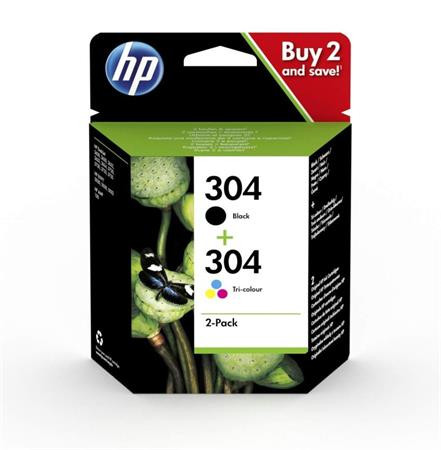 Image of 3JB05AE Tintapatron multipack Deskjet 2620, 2630 nyomtatókhoz, HP 304, fekete+színes, 120+100 oldal