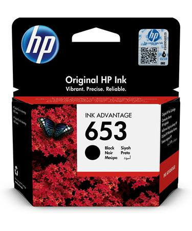 Image of 3YM75AE Tintapatron DeskJet Plus Ink Advantage 6075 All-in-One nyomtatóhoz, HP 653, fekete, 360 oldal