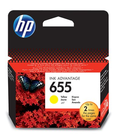 Image of CZ112E Tintapatron Deskjet Ink Advantage 3520 sor nyomtatókhoz, HP 655, sárga, 600 oldal