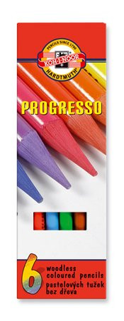 Image of Színes ceruza készlet, henger alakú, famentes, KOH-I-NOOR "Progresso 8755/6", 6 különböző szín