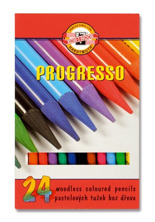 Image of Színes ceruza készlet, henger alakú, famentes, KOH-I-NOOR "Progresso 8758/24", 24 különböző szín