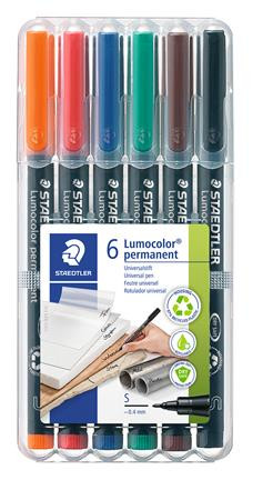 Image of Alkoholos marker készlet, OHP, 0,4 mm, STAEDTLER "Lumocolor® 313 S", 6 különböző szín
