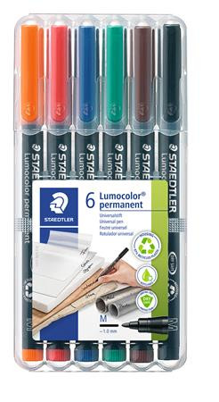 Image of Alkoholos marker készlet, OHP, 1 mm, STAEDTLER "Lumocolor® 317 M", 6 különböző szín