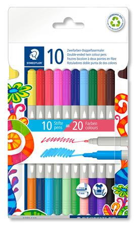 Image of Rostirón készlet, 1/3 mm, kétvégű, STAEDTLER® "3280", 20 különböző szín