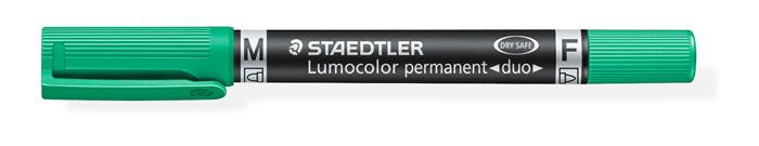 Image of Alkoholos marker, 0,6/1,5 mm, kúpos, kétvégű, STAEDTLER "Lumocolor® duo 348", zöld