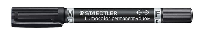 Image of Alkoholos marker, 0,6/1,5 mm, kúpos, kétvégű, STAEDTLER "Lumocolor® duo 348", fekete