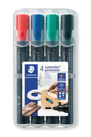 Image of Alkoholos marker készlet, 2 mm, kúpos, STAEDTLER "Lumocolor® 352", 4 különböző szín