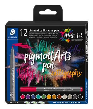 Image of Kalligrafikus rostirón készlet, 2 mm, STAEDTLER "Pigment 375", 12 különböző szín