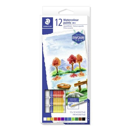 Image of Akvarell festék, tubusos, STAEDTLER "8880", 12 különböző szín