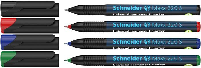 Image of Alkoholos marker készlet, OHP, 0,4 mm, SCHNEIDER "Maxx 220 S", 4 különböző szín