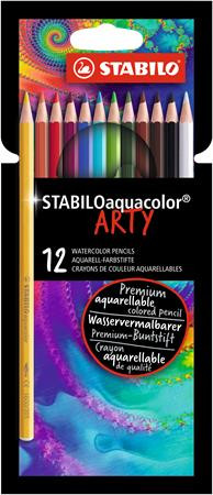 Image of Akvarell ceruza készlet, STABILO "Aquacolor ARTY", 12 különböző szín