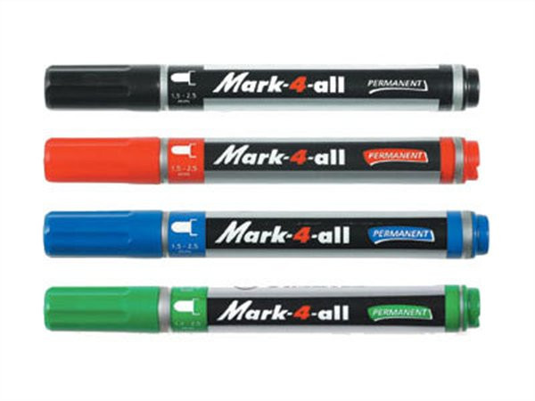 Image of Alkoholos marker, 1,5-2,5 mm, kúpos, STABILO "Mark-4-all", fekete