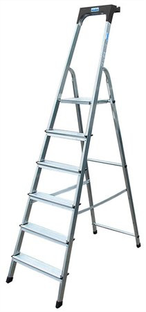 Image of Állólétra, 6 lépcsőfokos, alumínium, KRAUSE "Safety"