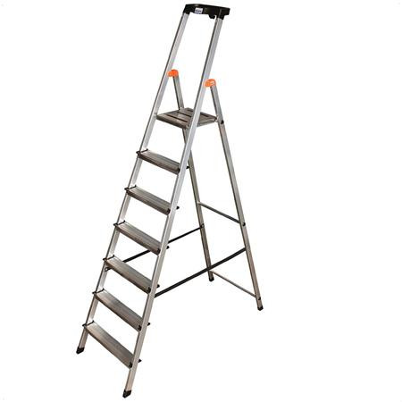 Image of Állólétra, 7 lépcsőfokos, alumínium, KRAUSE "Safety"