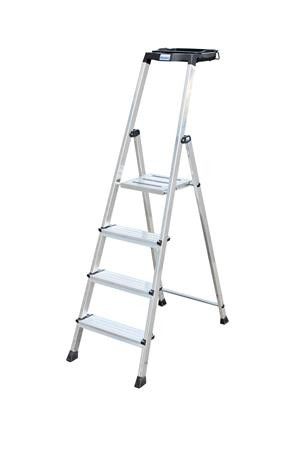 Image of Állólétra, 4 lépcsőfokos, alumínium, Multigrip-system, KRAUSE "Secury"