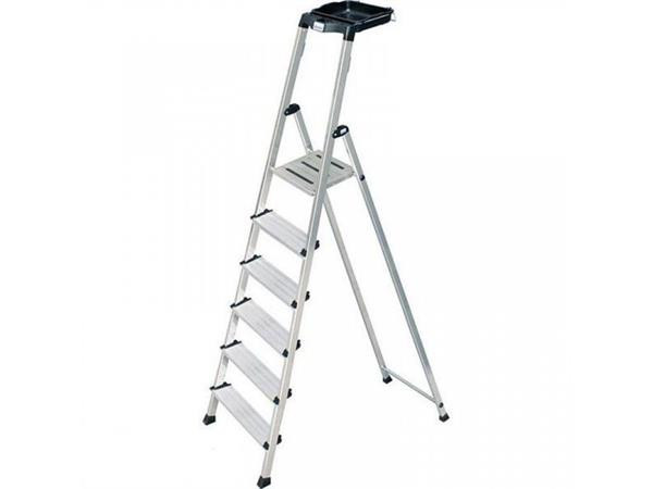 Image of Állólétra, 6 lépcsőfokos, alumínium, Multigrip-system, KRAUSE "Secury"