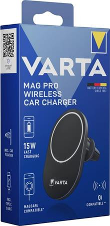 Image of Autós tartó és töltő, Qi/USB-C PD, 15W, VARTA "Mag Pro"