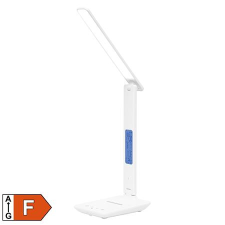 Image of Asztali lámpa, LED, szabályozható, Qi töltővel, USB, HOME, fehér