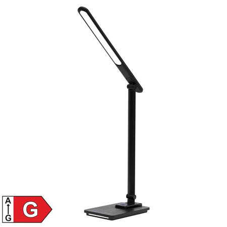 Image of Asztali lámpa, LED, szabályozható, fém, éjjeli fény, HOME, fekete