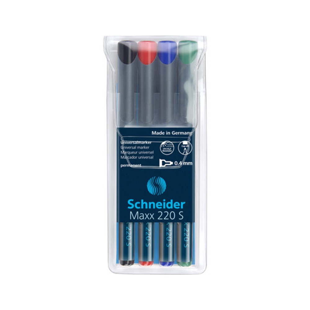 Image of Alkoholos marker OHP 0,4mm tűhegyű Schneider Maxx 220 S 4 klf. szín