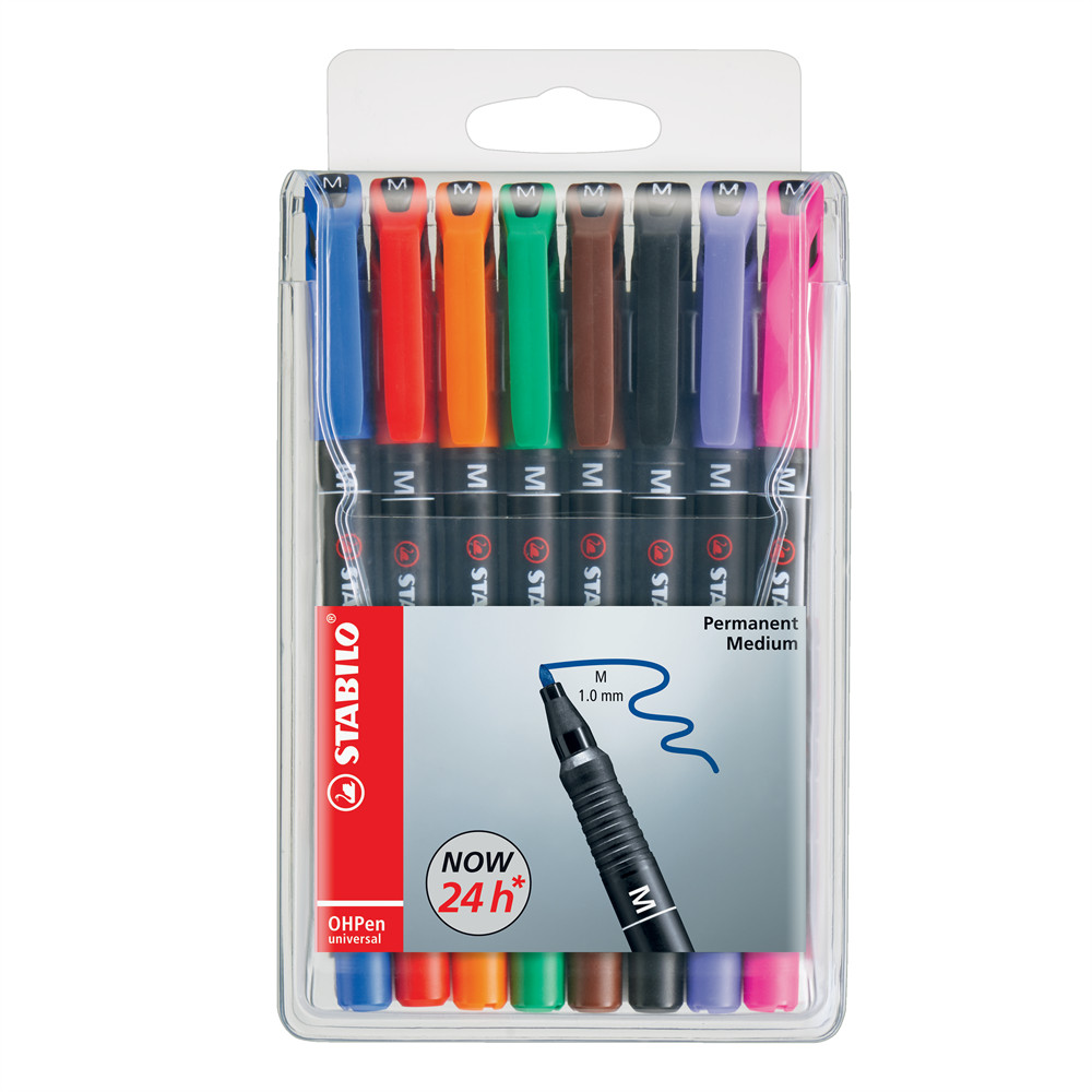 Image of Alkoholos marker készlet 1mm, STABILO OHPen M, 8 klf. szín