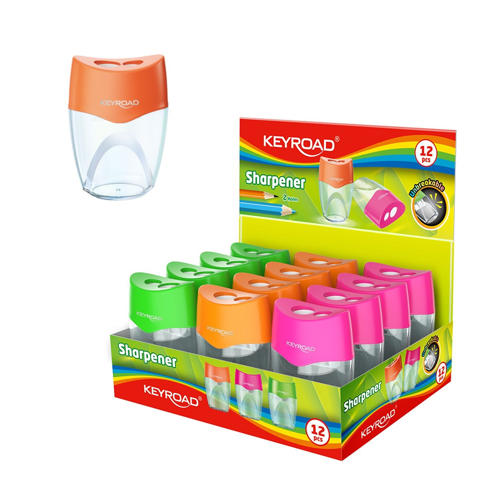 Image of Hegyező 2 lyukú tartályos 12 db/display Keyroad Mellow 2 vegyes színek