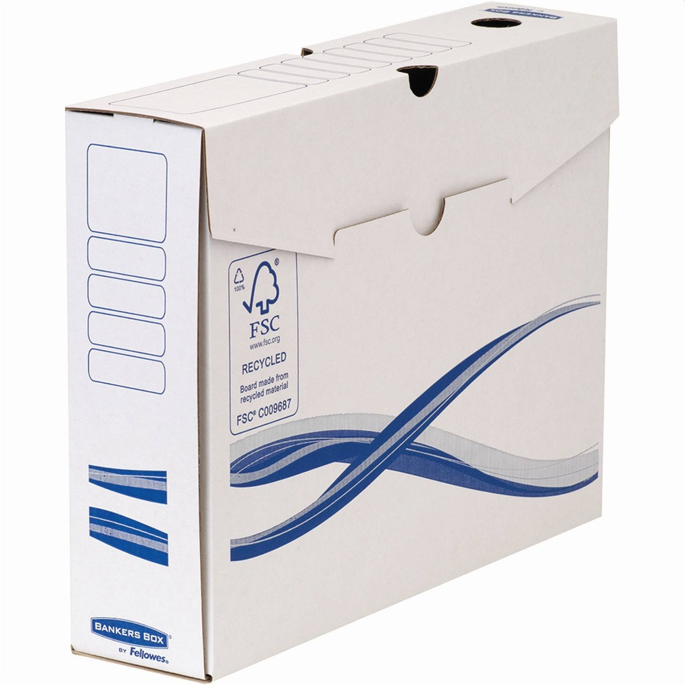 Image of Archiváló doboz A4, 80mm, Fellowes® Bankers Box Basic, 10 db/csomag, kék-fehér