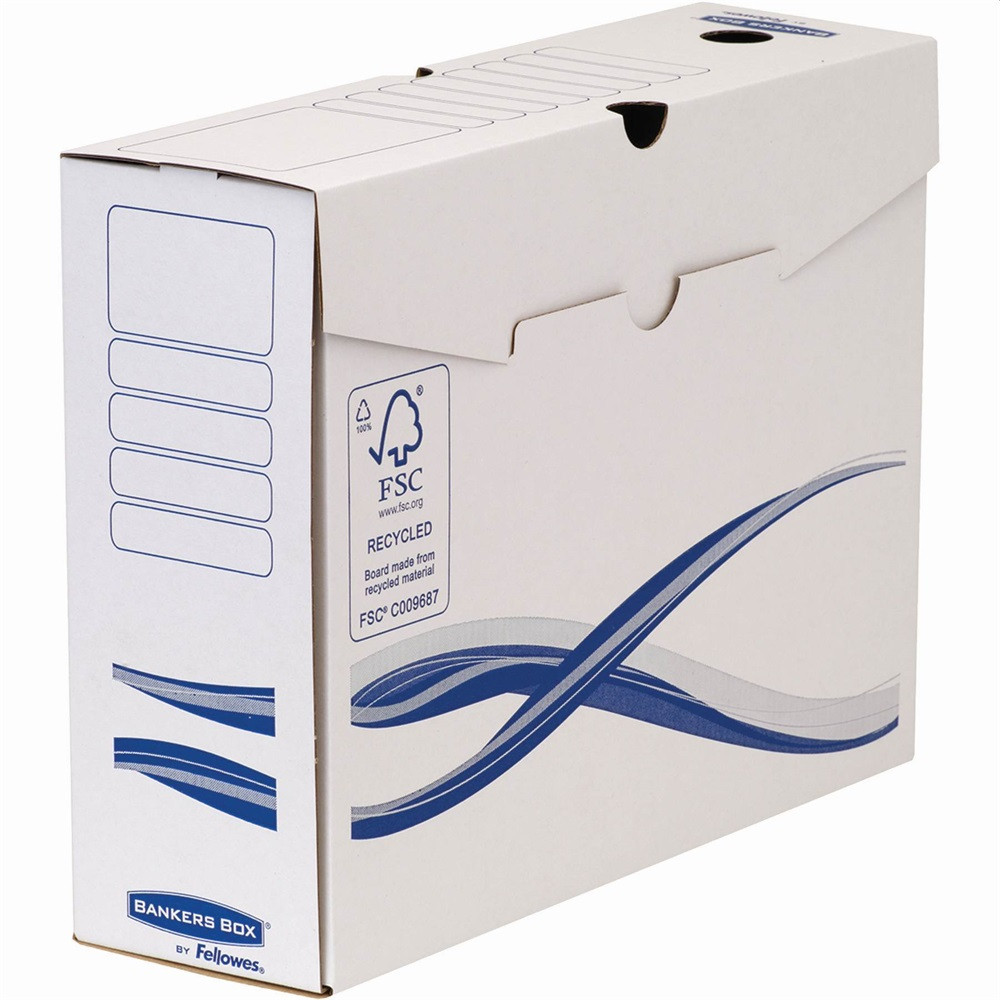 Image of Archiváló doboz A4+, 100mm, Fellowes® Bankers Box Basic, 10 db/csomag, kék-fehér
