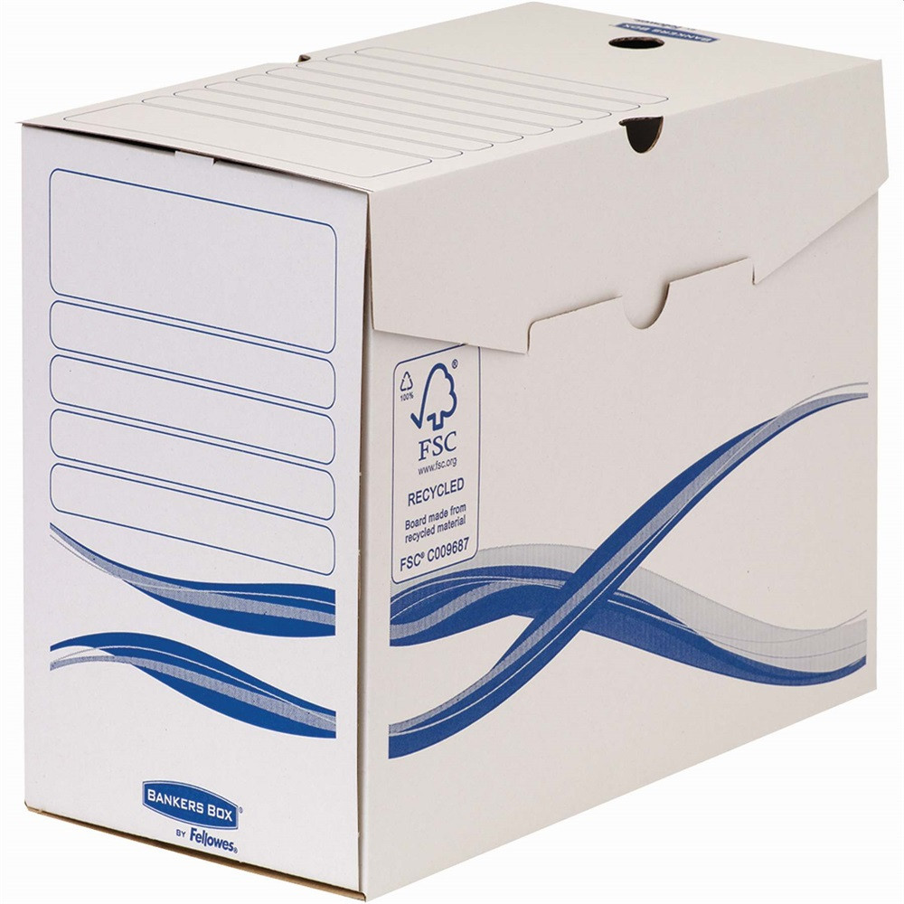 Image of Archiváló doboz A4, 150mm, Fellowes® Bankers Box Basic, 10 db/csomag, kék-fehér