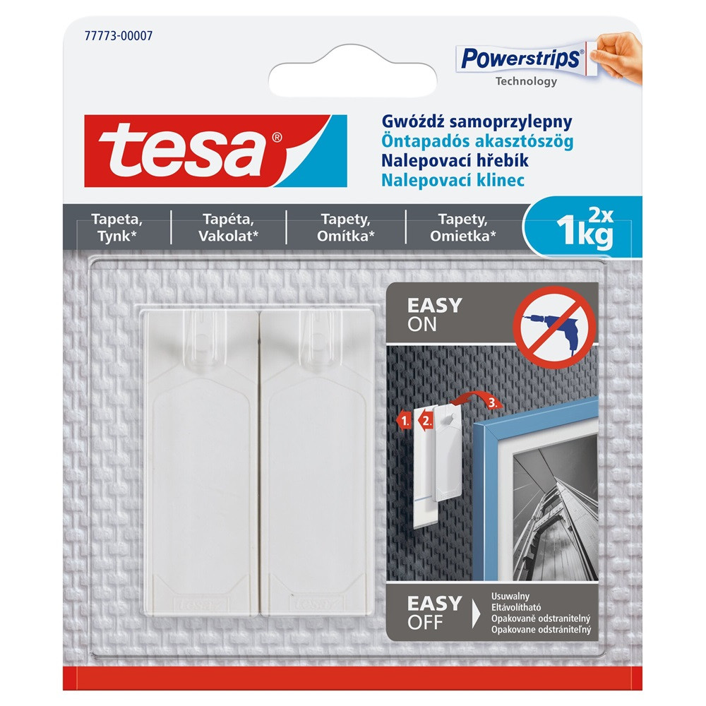 Image of Akasztószög öntapadós, érzékeny felületekhez 1 kg teherbírású 2 darab/bliszter Tesa Powerstrips