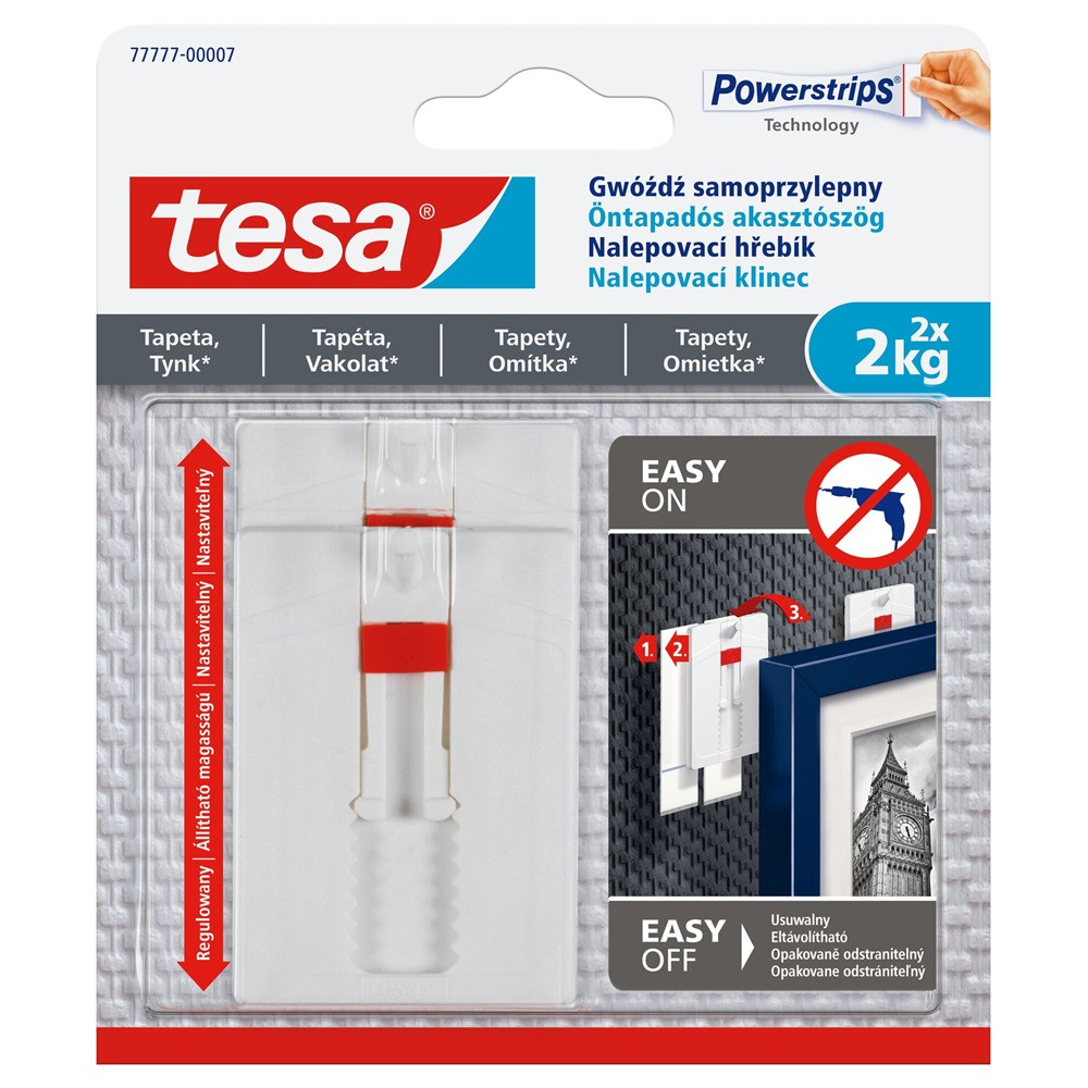 Image of Akasztószög öntapadó állítható, érzékeny felületekhez 2 kg teherbírású 2 darab/bliszter Tesa Powerstrips