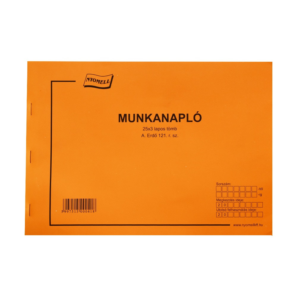 Image of Erdő munkanapló A4, fekvő 25x3 példányos 121/V