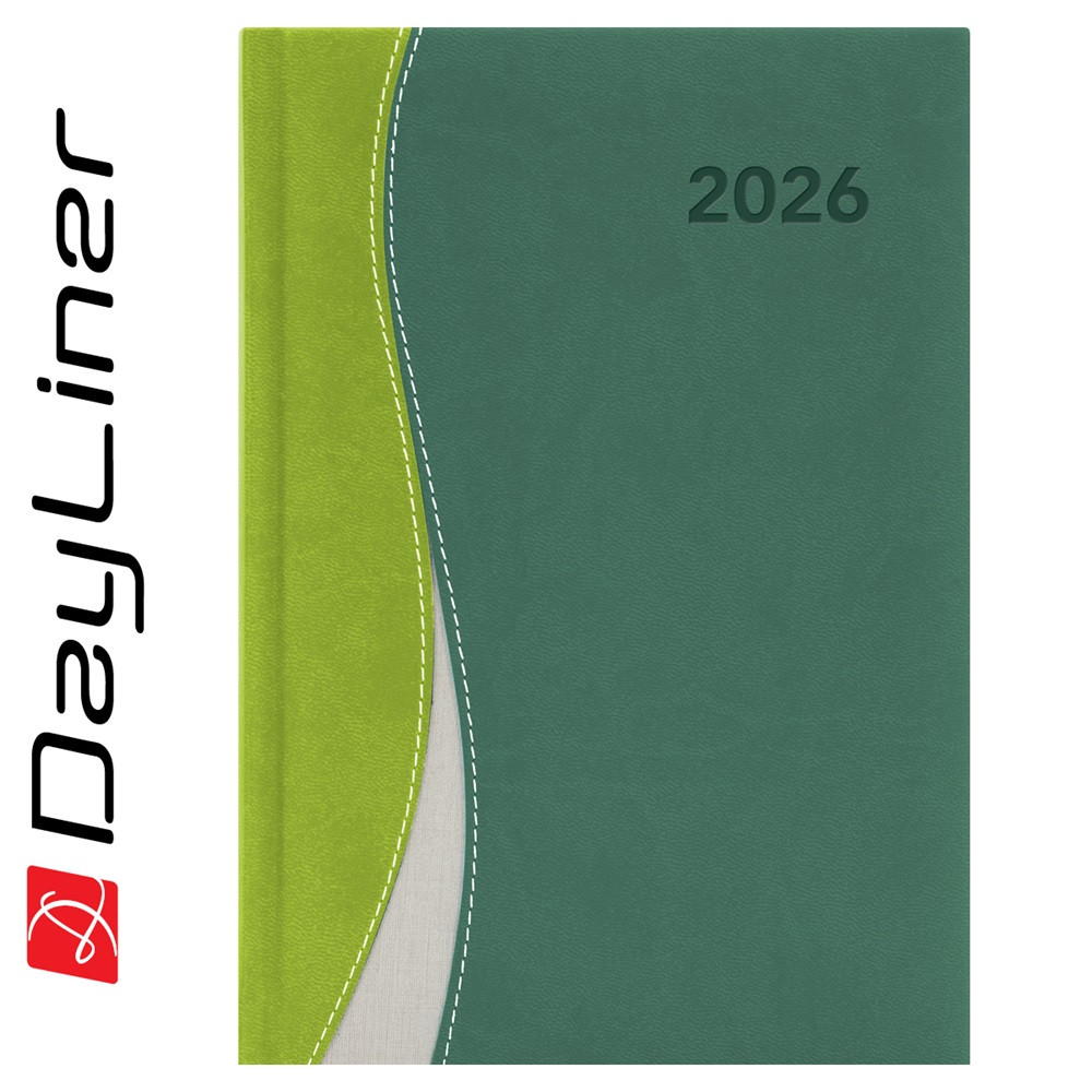 Image of Határidőnapló Dubai A5 heti, fehér lapokkal zöld-zöld Dayliner 2026.