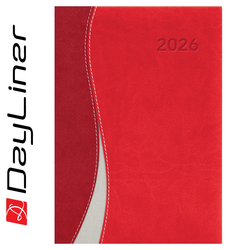 Image of Határidőnapló Dubai A5 napi, fehér lapokkal piros-piros Dayliner 2026.