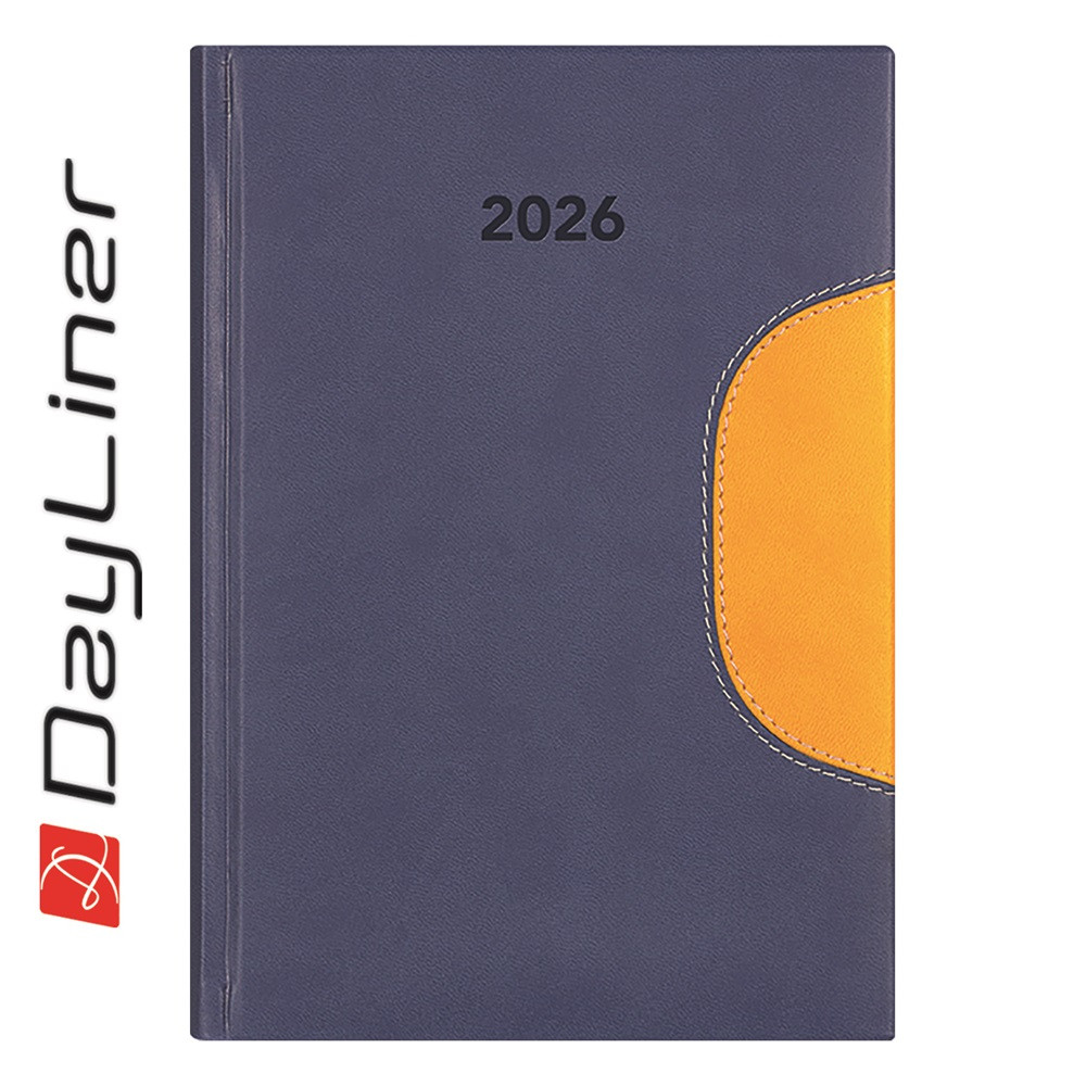 Image of Határidőnapló Memphis A5 napi, fehér lapokkal kék-sárga Dayliner 2026.